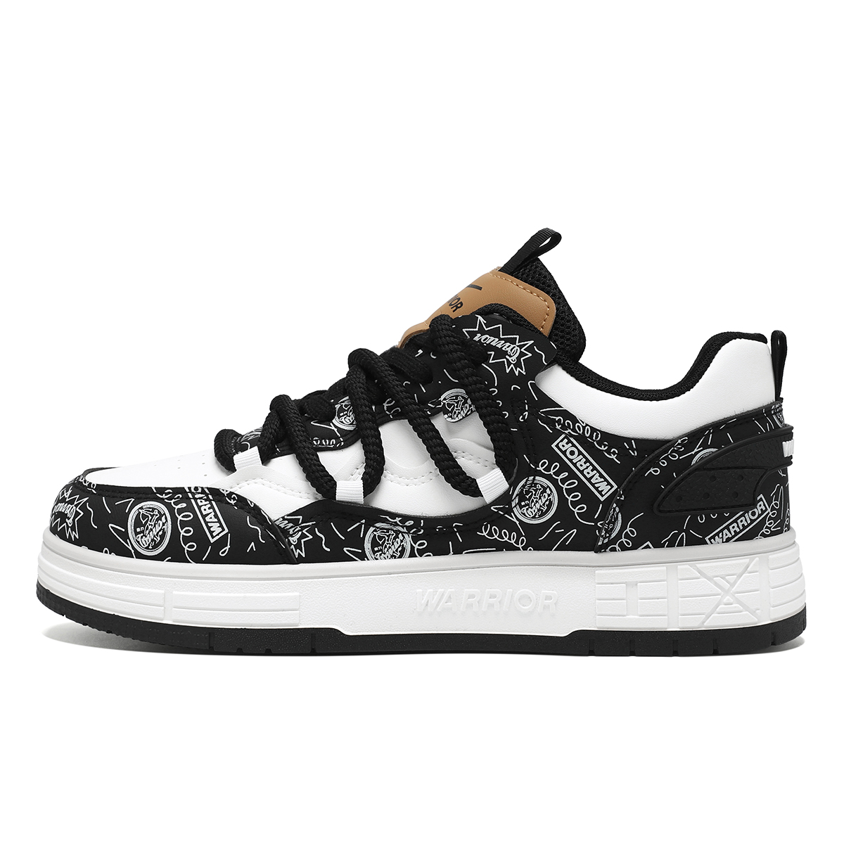 

WARRIOR Износостойкие легкие низкие скейтерские кроссовки для мужчин с эффектом увеличения роста черно-белые, цвет Black White
