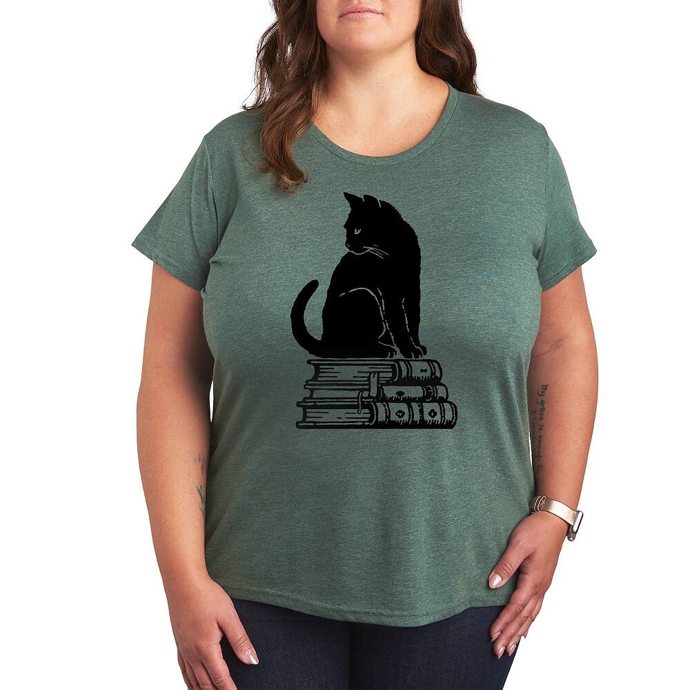 

Футболка с рисунком Plus Black Cat Books Licensed Character, цвет Heather Green