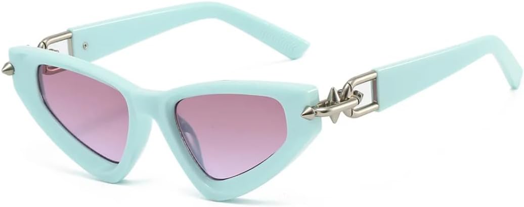 

Женские солнцезащитные очки «кошачий глаз» с градиентным переходом цвета, мужские очки треугольной формы с металлическим блеском, защита от УФ-излучения UV400 UATXTAU, Blue Purple