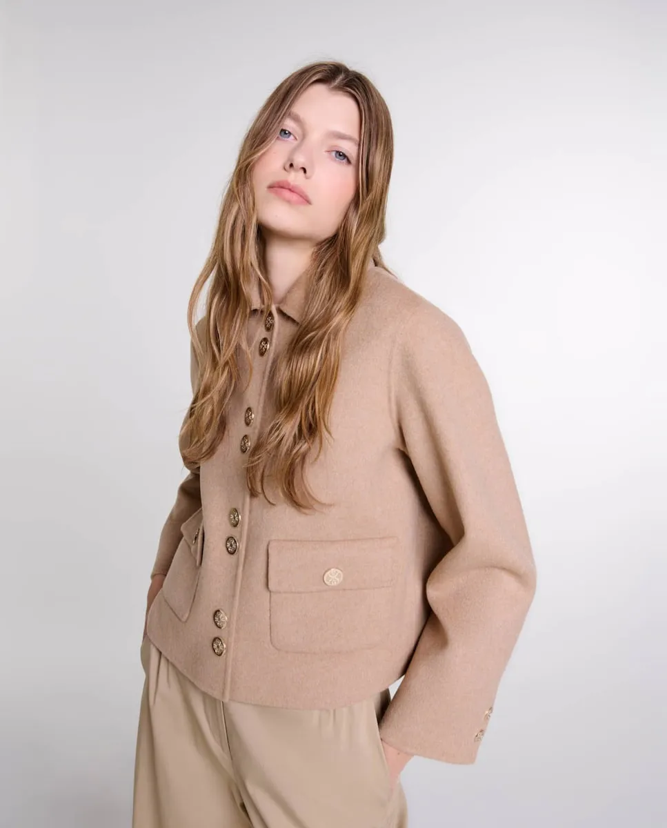 

Двусторонняя женская куртка с кнопками Maje, цвет Camel