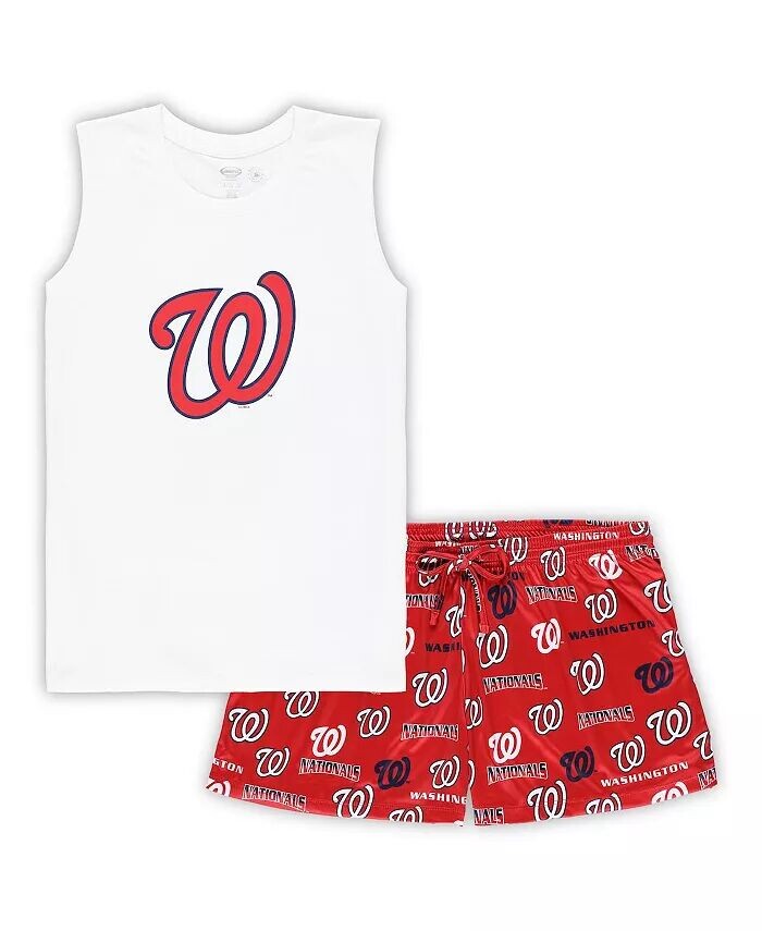 

Женский белый/красный Washington Nationals плюс размер майка шорты спальный комплект Concepts Sport