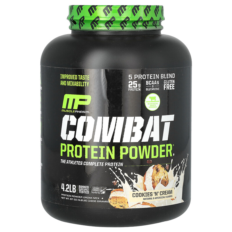 

MusclePharm, Combat, протеиновый порошок, печенье и крем, 1906 г (4,2 фунта)