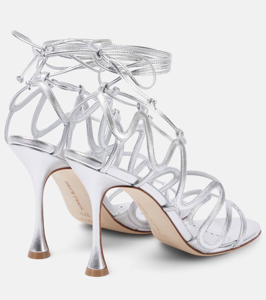 Fawda 105 сандалии из металлизированной кожи Manolo Blahnik, 0454 Silv — фото 2