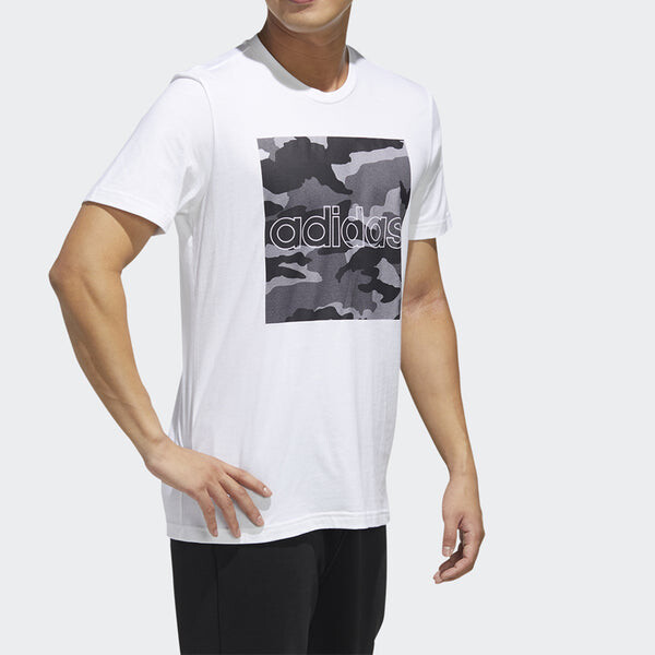Футболка sports camouflage pattern round neck short sleeve white Adidas, белый — фото 4