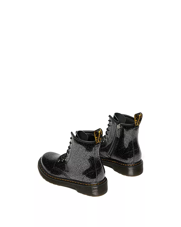 Ботинки Dr. Martens 1460 детские блестящие на шнуровке для девочек, черные — фото 4