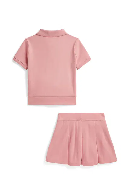 Комплект повседневный из футболки поло и юбки-шорт Polo Ralph Lauren, розовый — фото 2