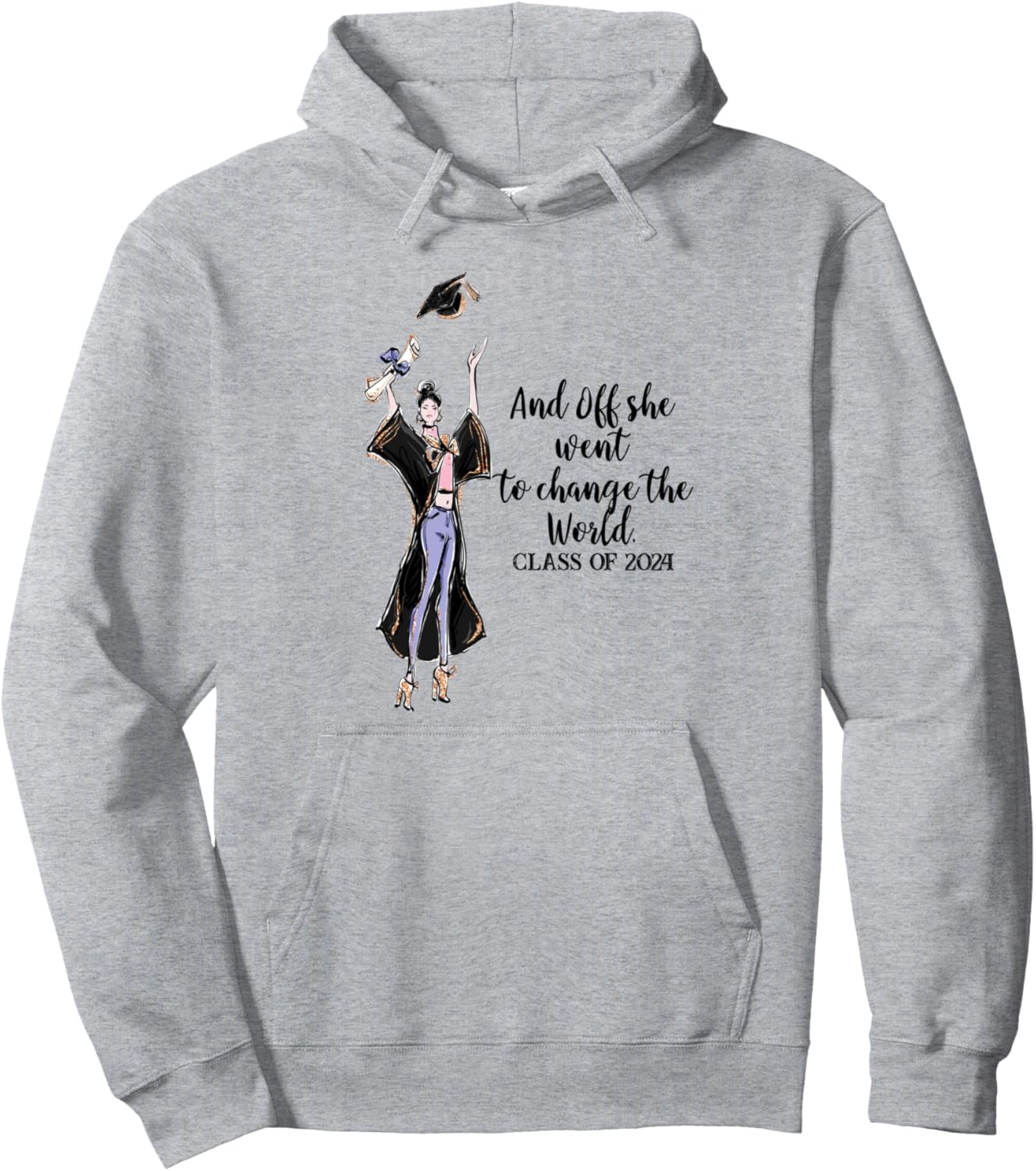 

Худи для выпускниц 2024 года, меняющих мир Class Of 2024 Graduation Tees Nyc, серый