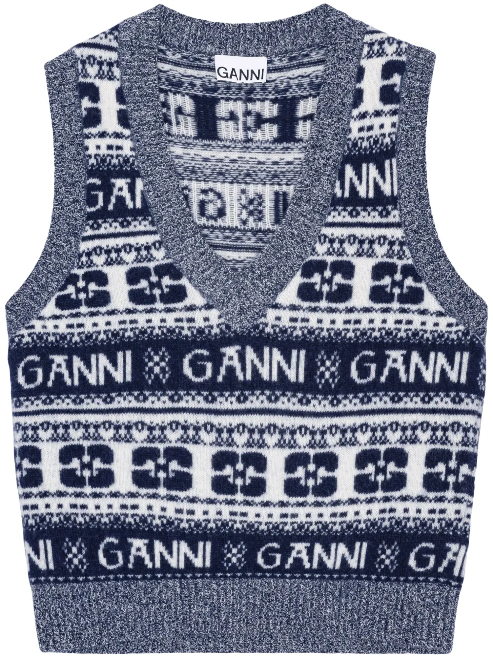 

Вязаный топ с логотипом GANNI, синий
