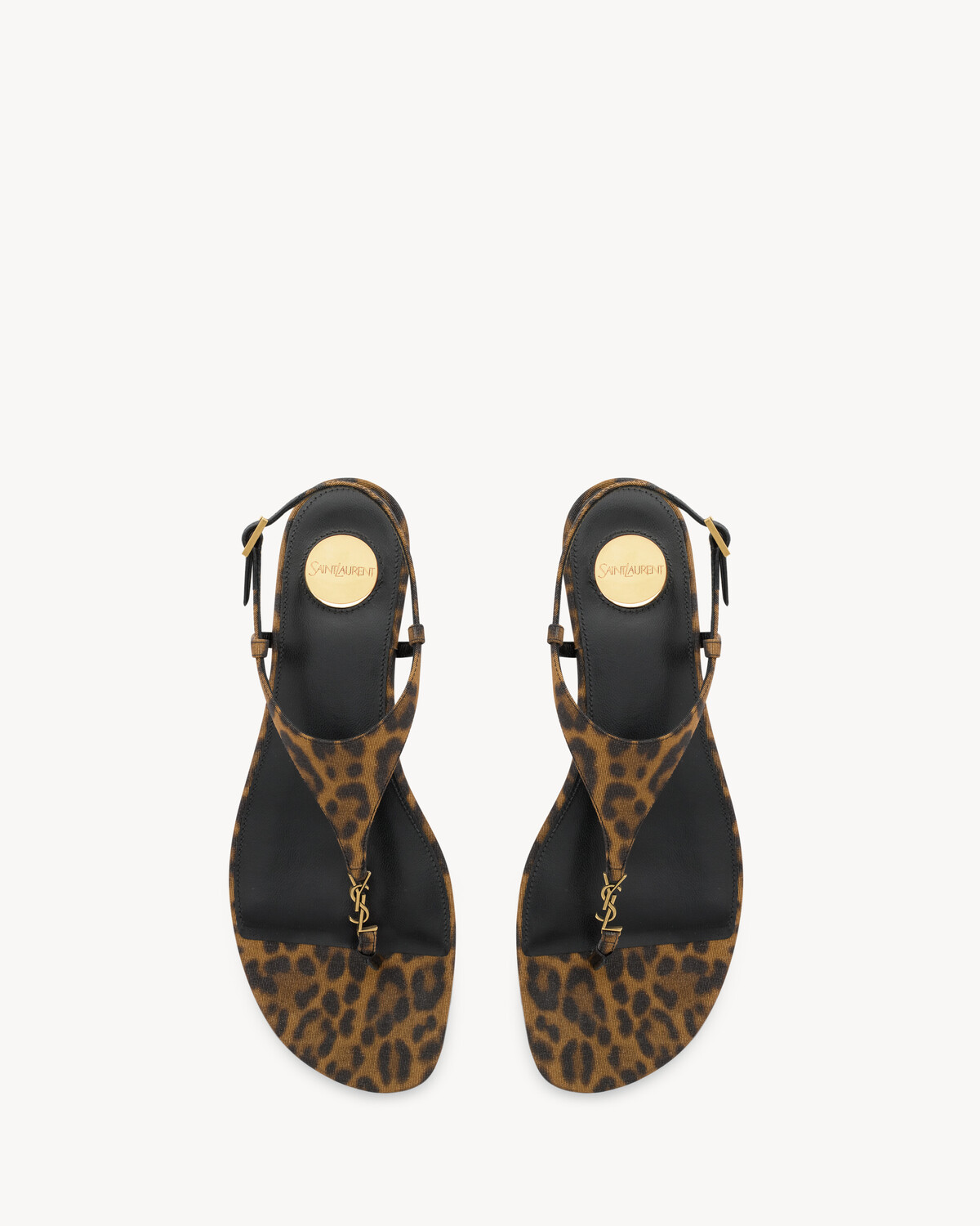 Босоножки CASSANDRA из леопардового гросгрейна Saint Laurent, коричневый