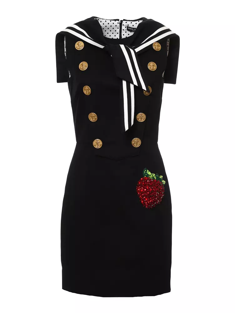 

Элегантное хлопковое платье в морском стиле Dolce & Gabbana, черный