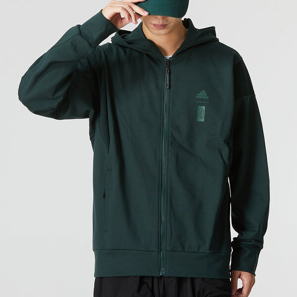 Куртка Men's adidas Wj Prew Kn Jkt Hooded Sports Solid Color Casual Knit Jacket Green, зеленый — фото 4