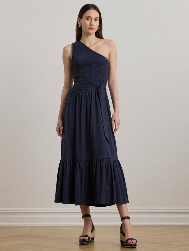

Платье Lauren Urielle с поясом из джерси с одним плечом Ralph Lauren, Shadow Navy