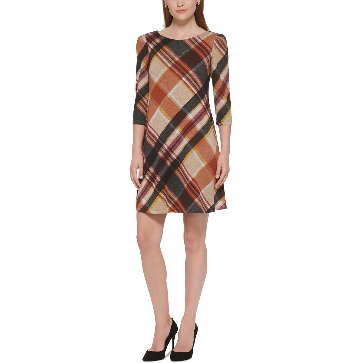 

Мини-платье Petites Womens Plaid Knit Jessica Howard, цвет rust multi