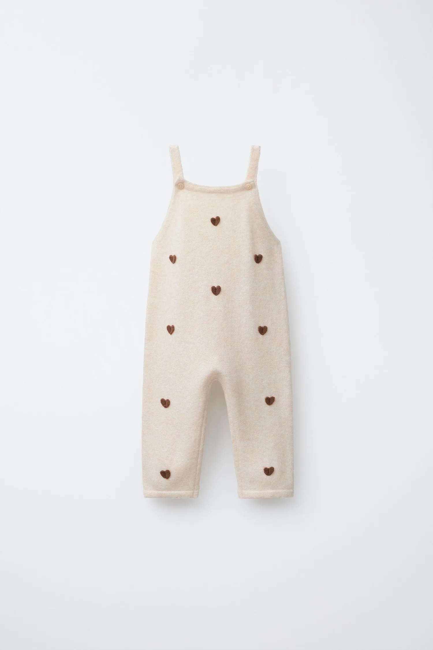 Вязаный комбинезон с сердечками Zara, экрю