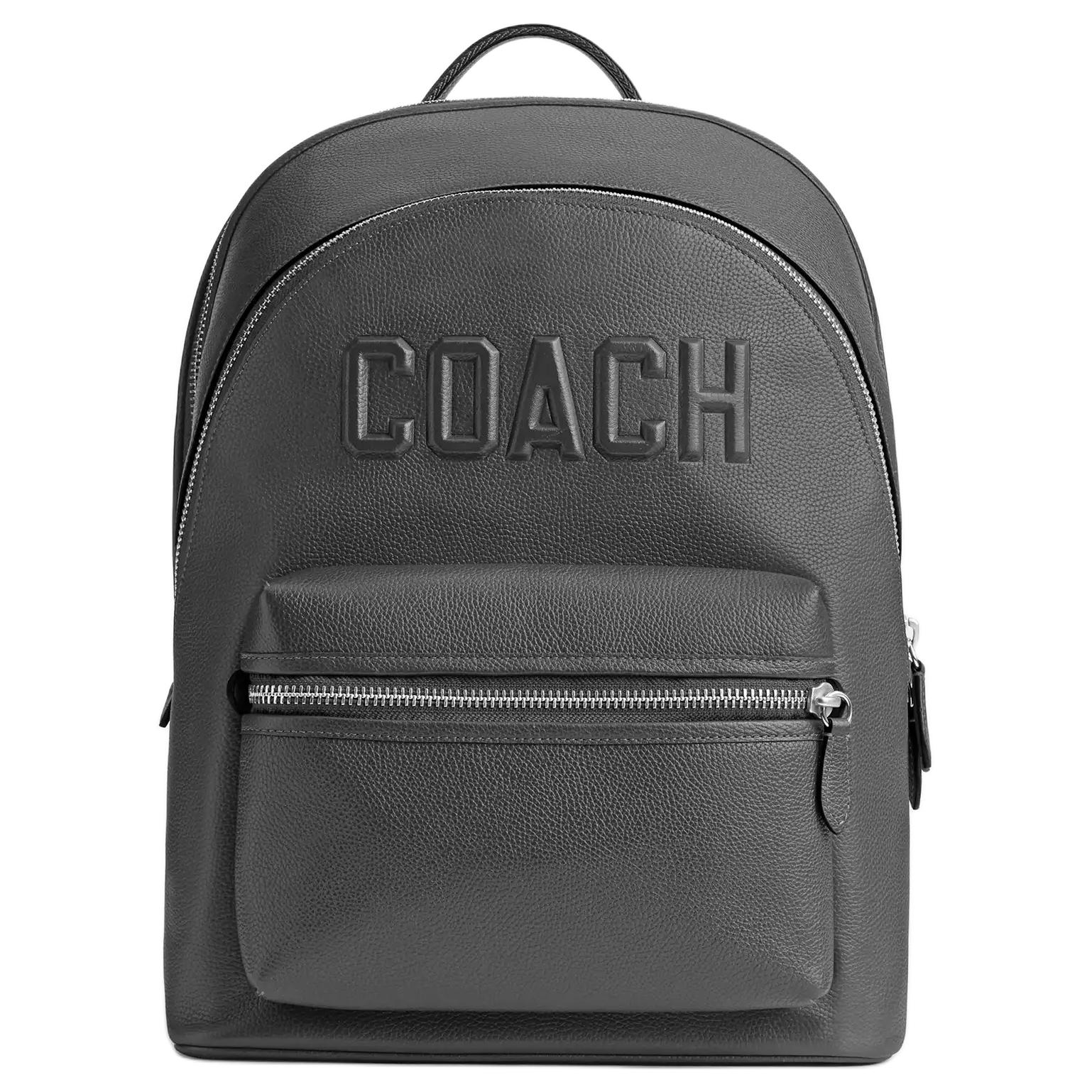 

COACH Кожаный рюкзак большой мужской угольный