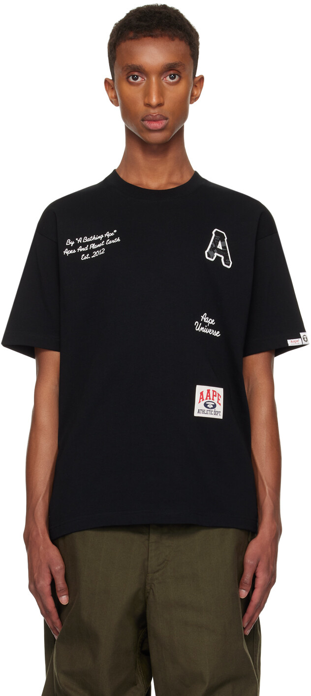 

Футболка с логотипом, нанесенным методом инъекций AAPE by A Bathing Ape, черный