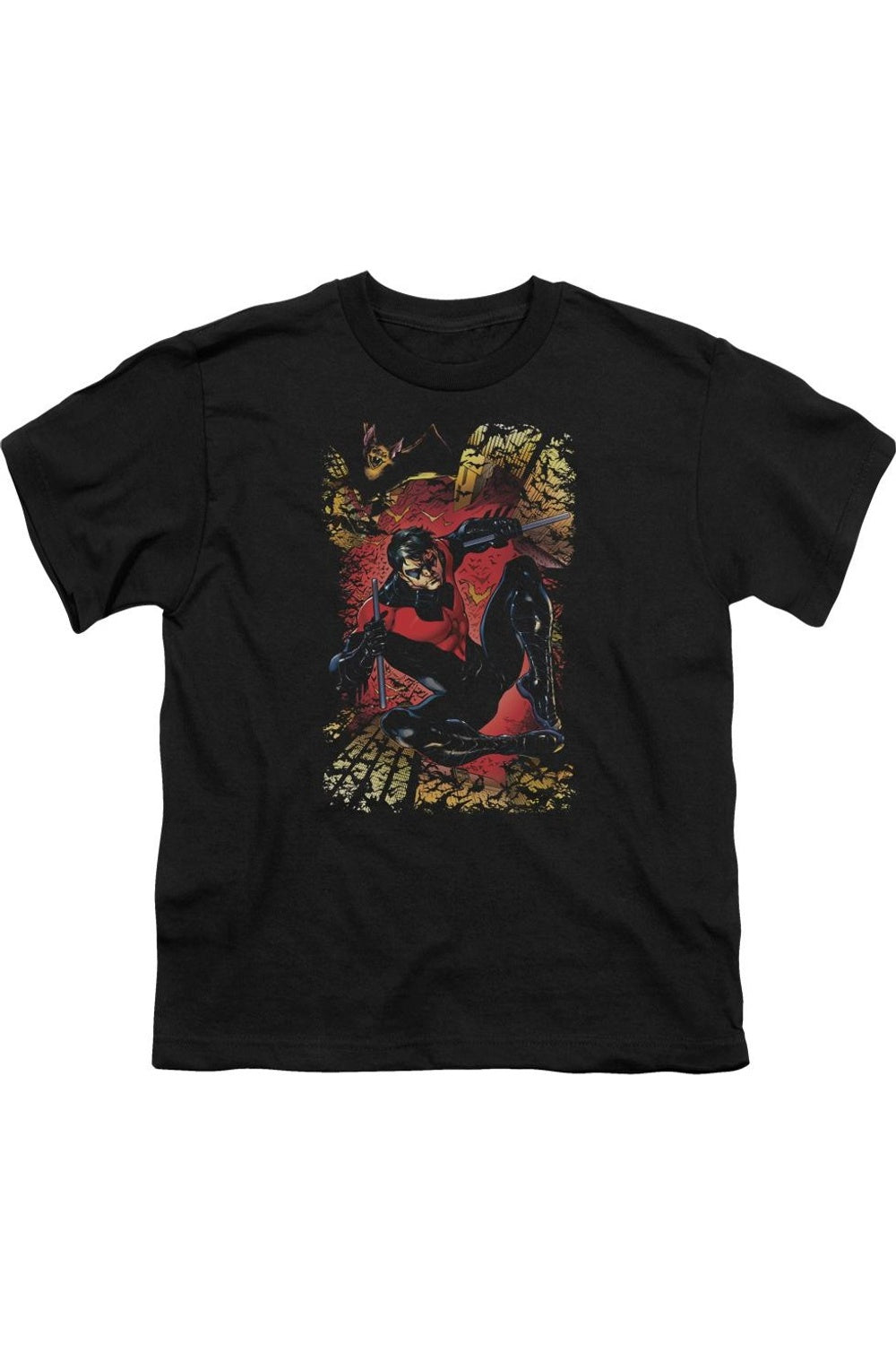 

Футболка с коротким рукавом для детей "Лига справедливости Америки: Найтвинг №1" Gildan, черный