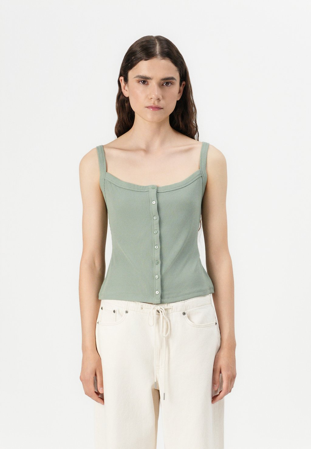 

Топ BARE POWDERED BUTTON THROUGH TANK Abercrombie & Fitch, зеленый