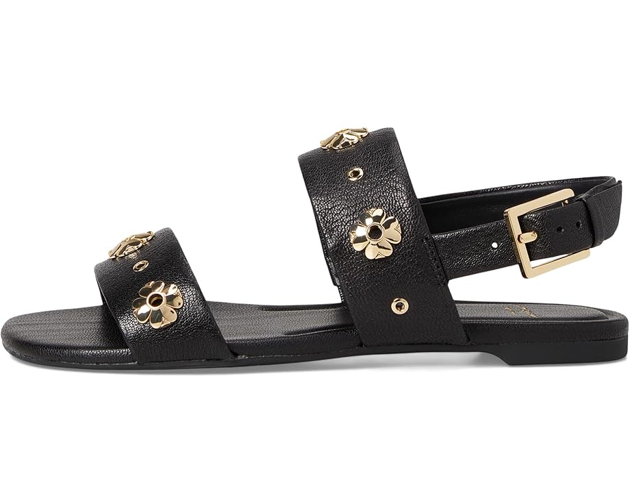Сандалии Kate Spade New York Spade Flower Stud Pebbled Leather Flat Sandal, черный — фото 4