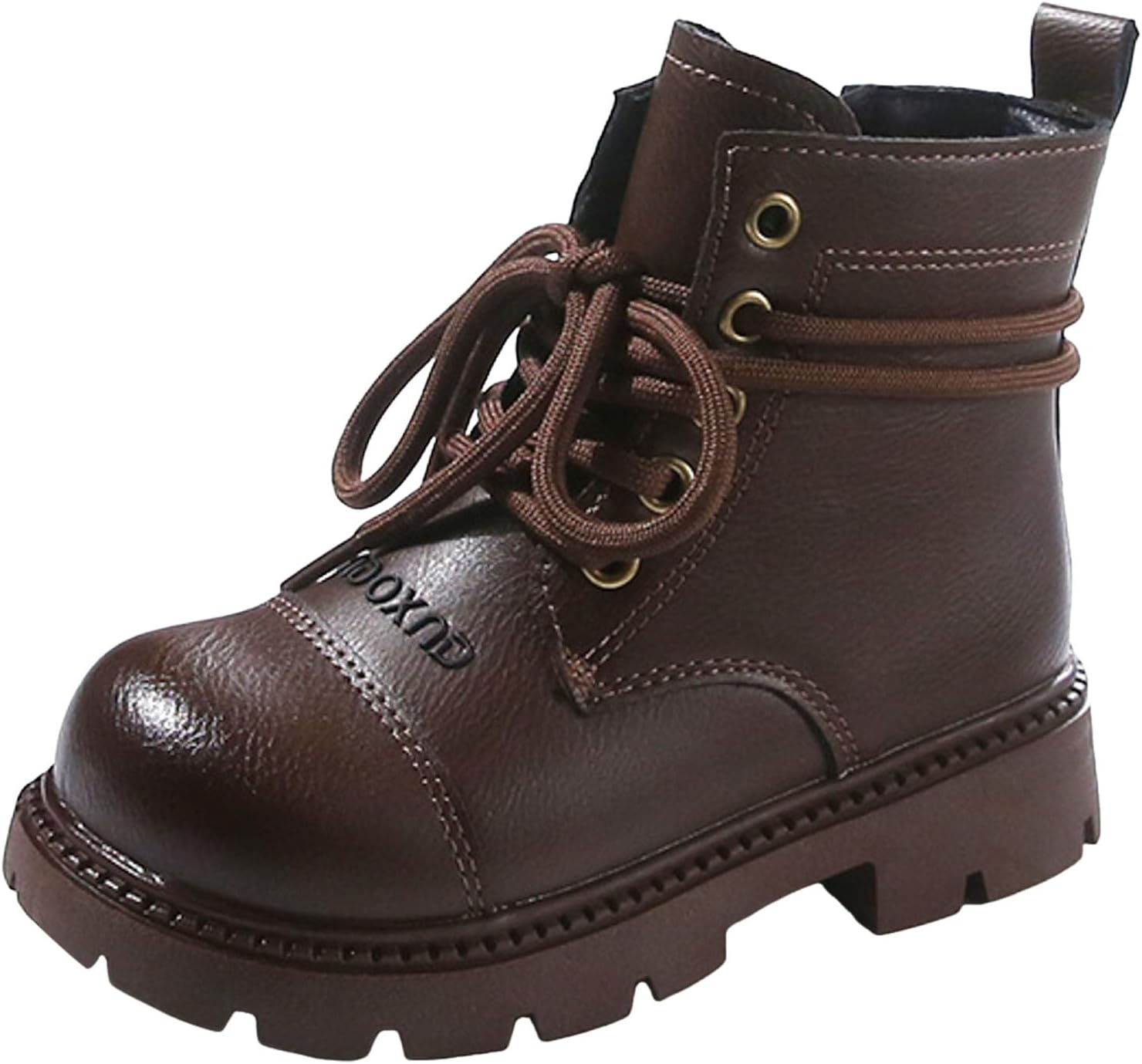 

Детские ботинки IWIHMIV для девочек с молнией сбоку, толстой подошвой, укороченные зимние ботиночки с шнуровкой, нескользящие для улицы, Khaki