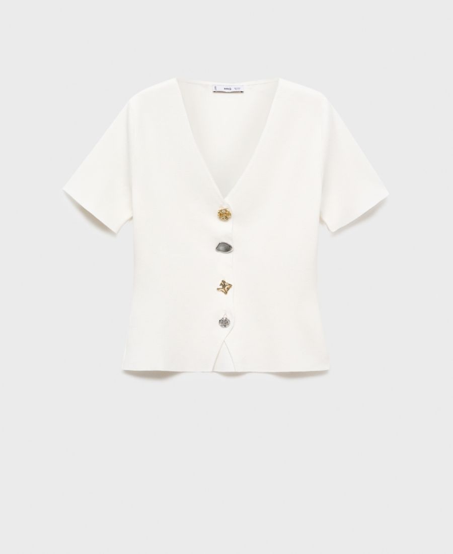 

Женский вязаный кардиган с декоративными пуговицами MANGO, White