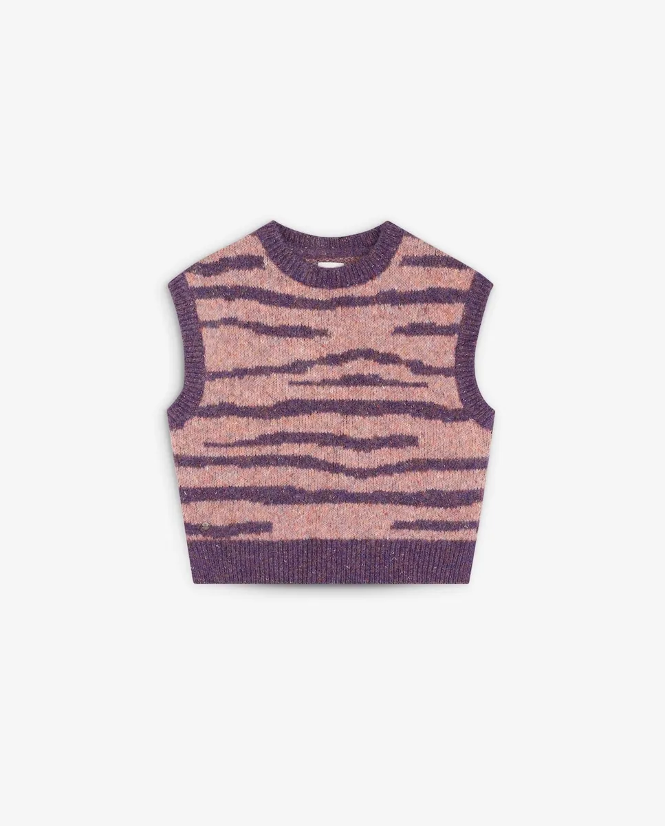 

Жилет для девочки с круглым вырезом и отделкой в рубчик Scalpers, фиолетовый