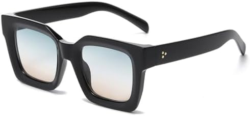 

Солнцезащитные очки Square Rivets для мужчин, винтажные, модные, с защитой от УФ-излучения UV400, для женщин, градиентные, цвет черный-зеленый чай, один размер MTZJH, One Color