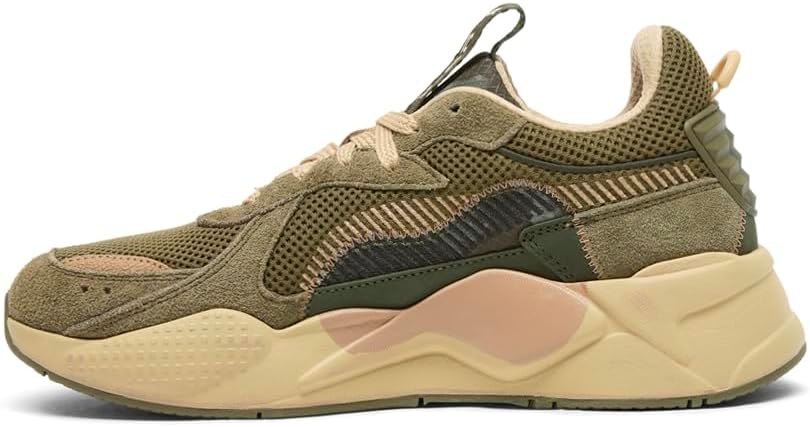 Мужские кроссовки PUMA Rs X Rain Map Camo с шнуровкой, повседневные - зеленые — фото 3