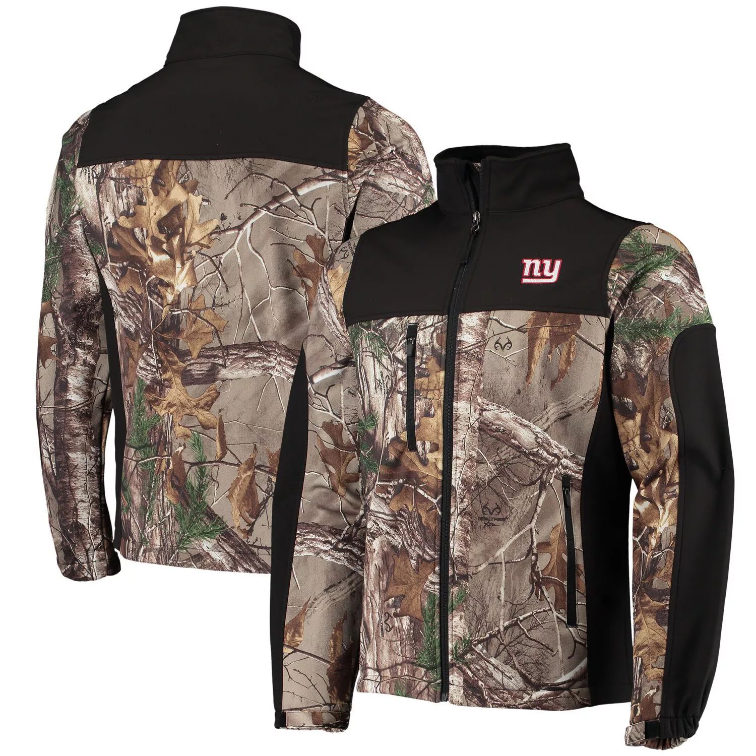 

Мужская куртка Dunbrooke Realtree Camo/Black New York Giants Circle Hunter Softshell с молнией во всю длину