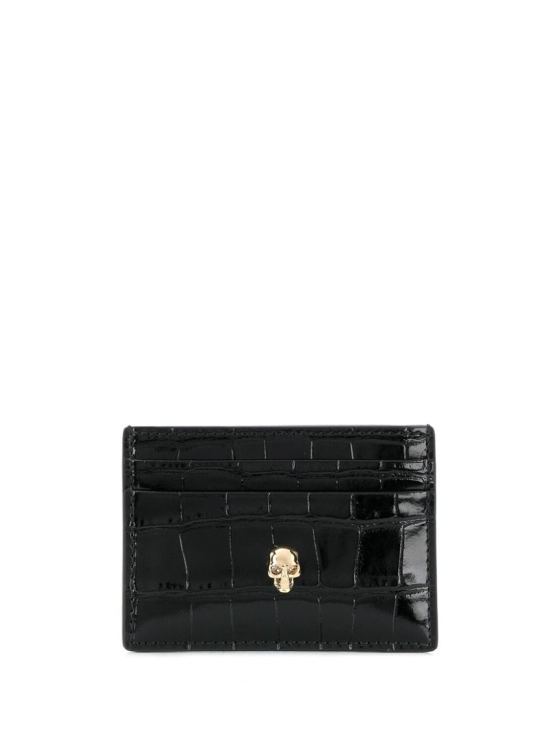 

Alexander McQueen картхолдер на кнопке с декором Skull, черный