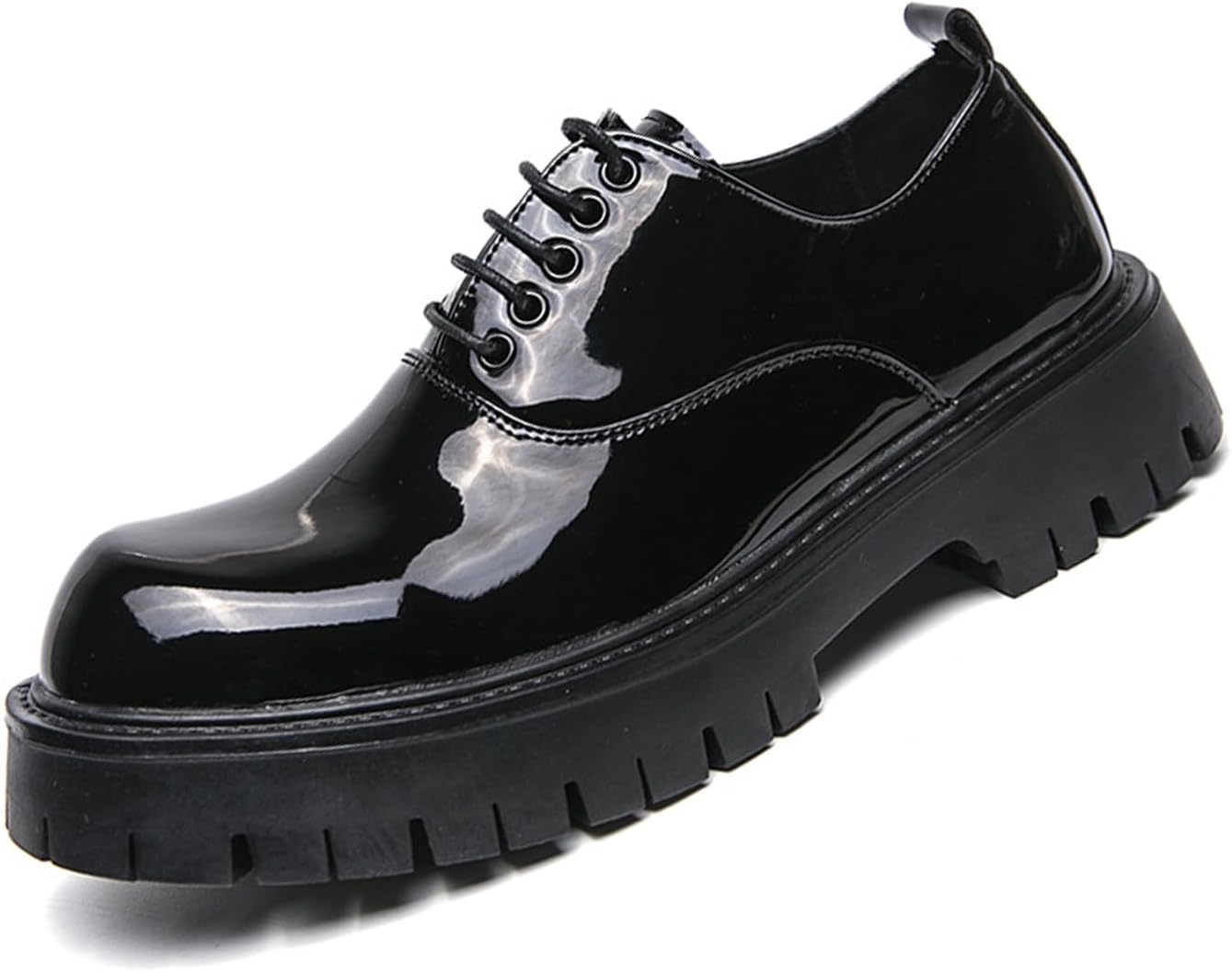 

Мужские кожаные оксфорды с шнуровкой на платформе, черные, классические, удобные, с округлым носком, деловые формальные туфли, повседневные низкие туфли-лодочки с противоскользящей подошвой для мужчин Nileeke