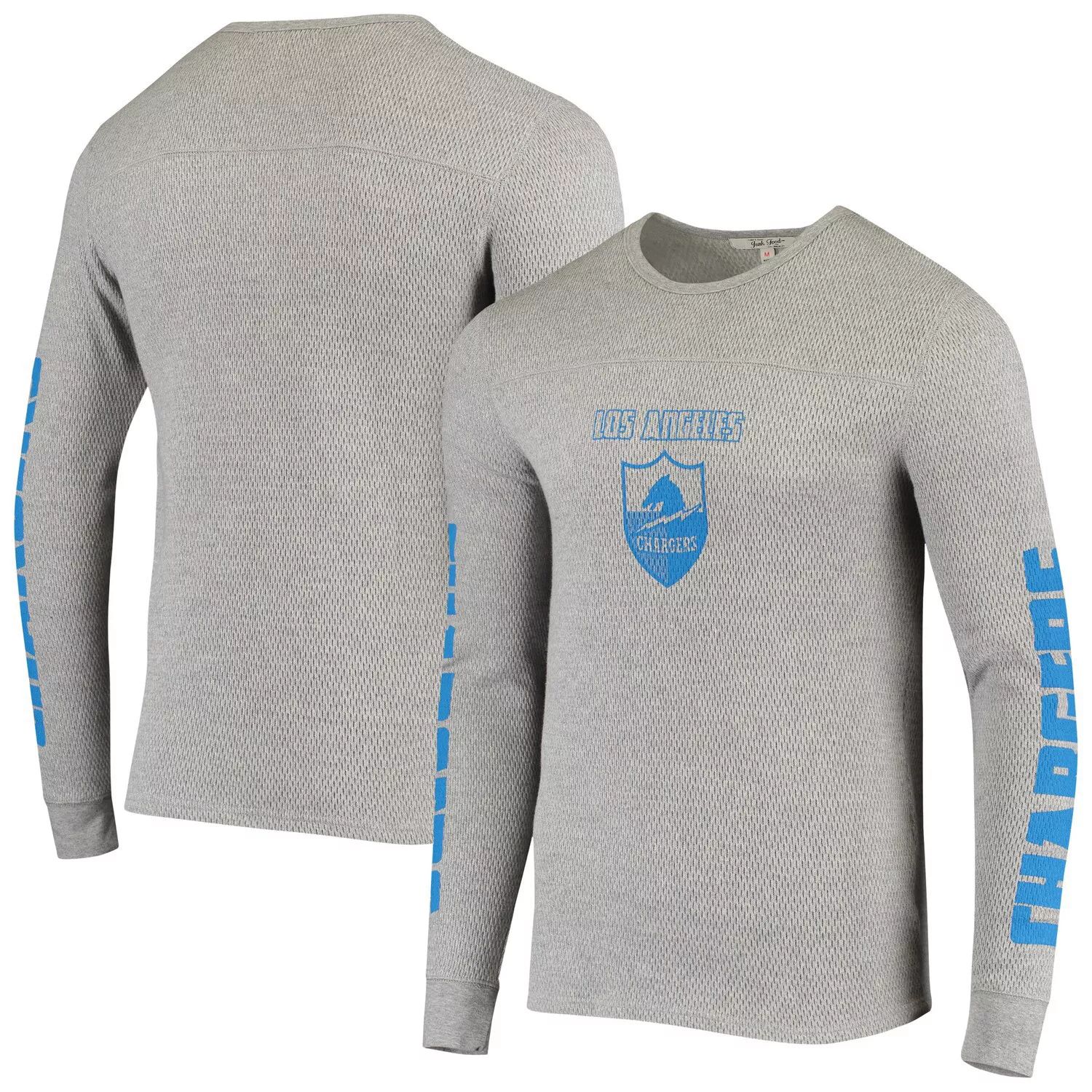 

Мужская футболка Junk Food Heathered Grey Los Angeles Chargers Heavyweight Thermal с длинными рукавами