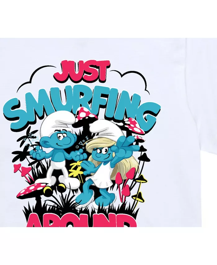 Футболка с графическим принтом «Big Boys Just Smurfing Around» Smurfs, белый — фото 3