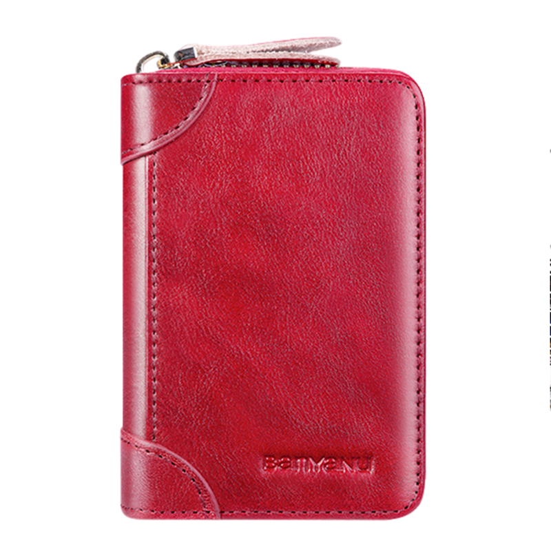 

Banyanu Кожаный картхолдер унисекс, Red-12 Card Slot (Anti-Theft Swipe)