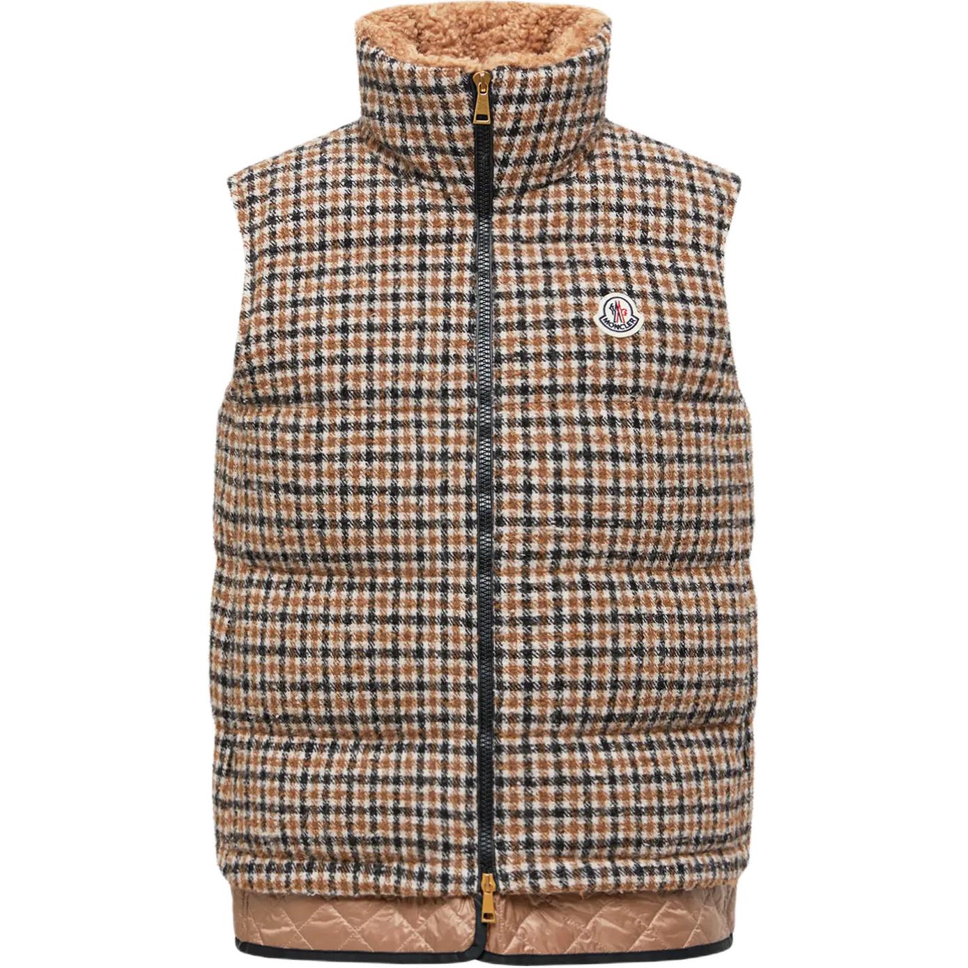 

Moncler Туве клетчатый стеганый жилет, Brown/Black