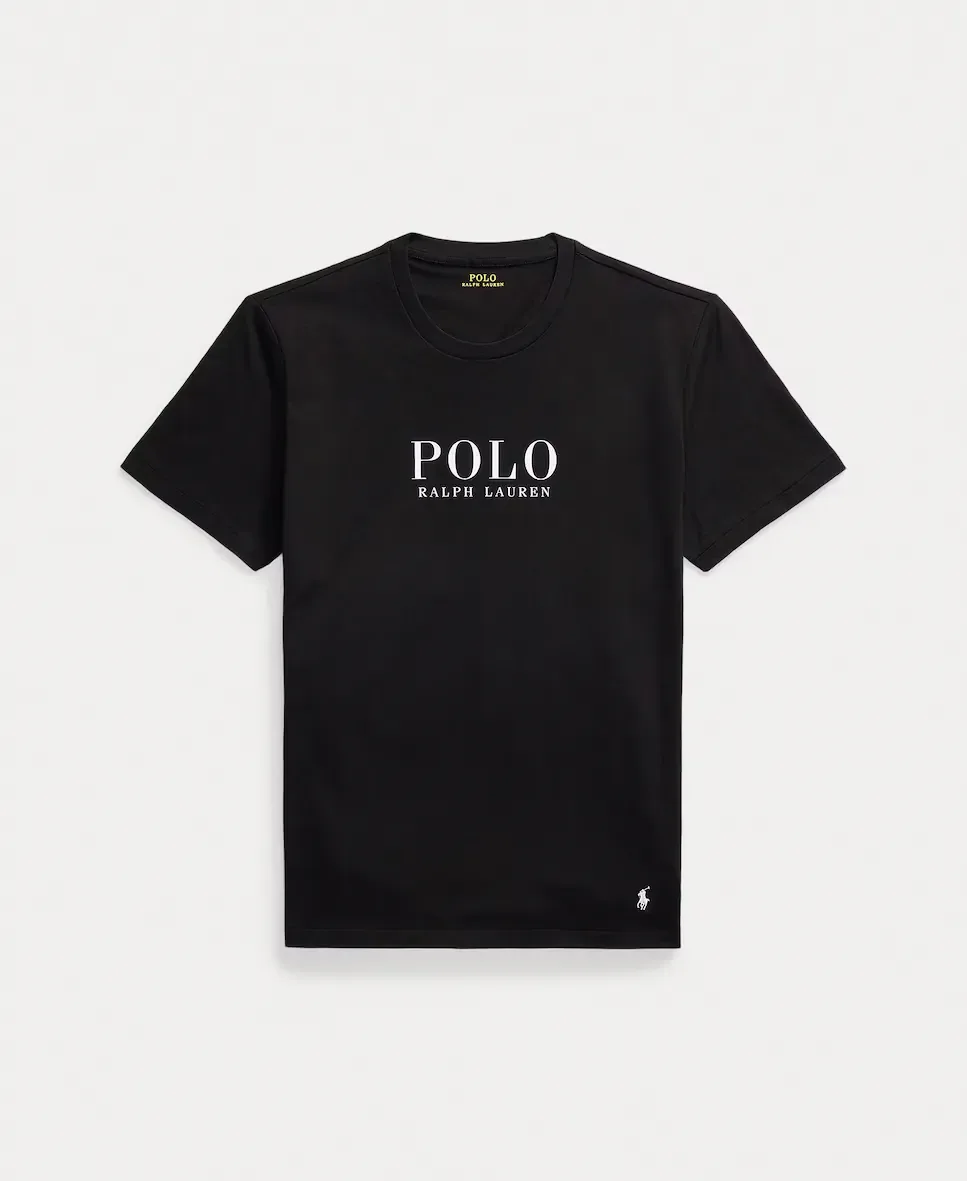 Мужская пижамная футболка из хлопкового трикотажа с логотипом Polo Ralph Lauren, черный — фото 3