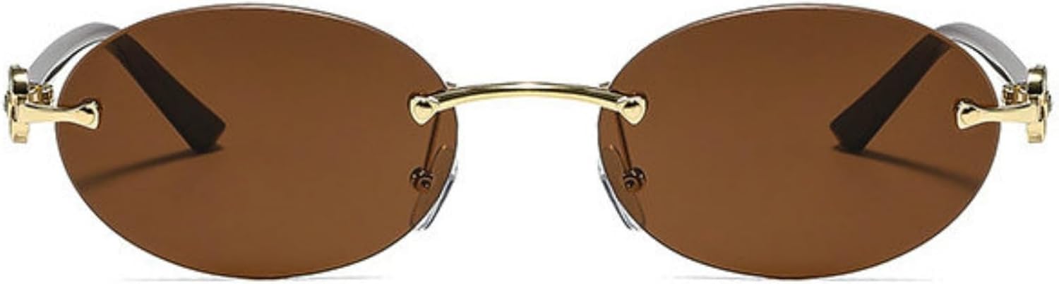 

Солнцезащитные очки Willochra Retro Oval с кристаллами для женщин, модные дизайнерские очки в стиле Y2K, без оправы, винтажные, с защитой от УФ-излучения UV400, роскошные золотые очки, C3