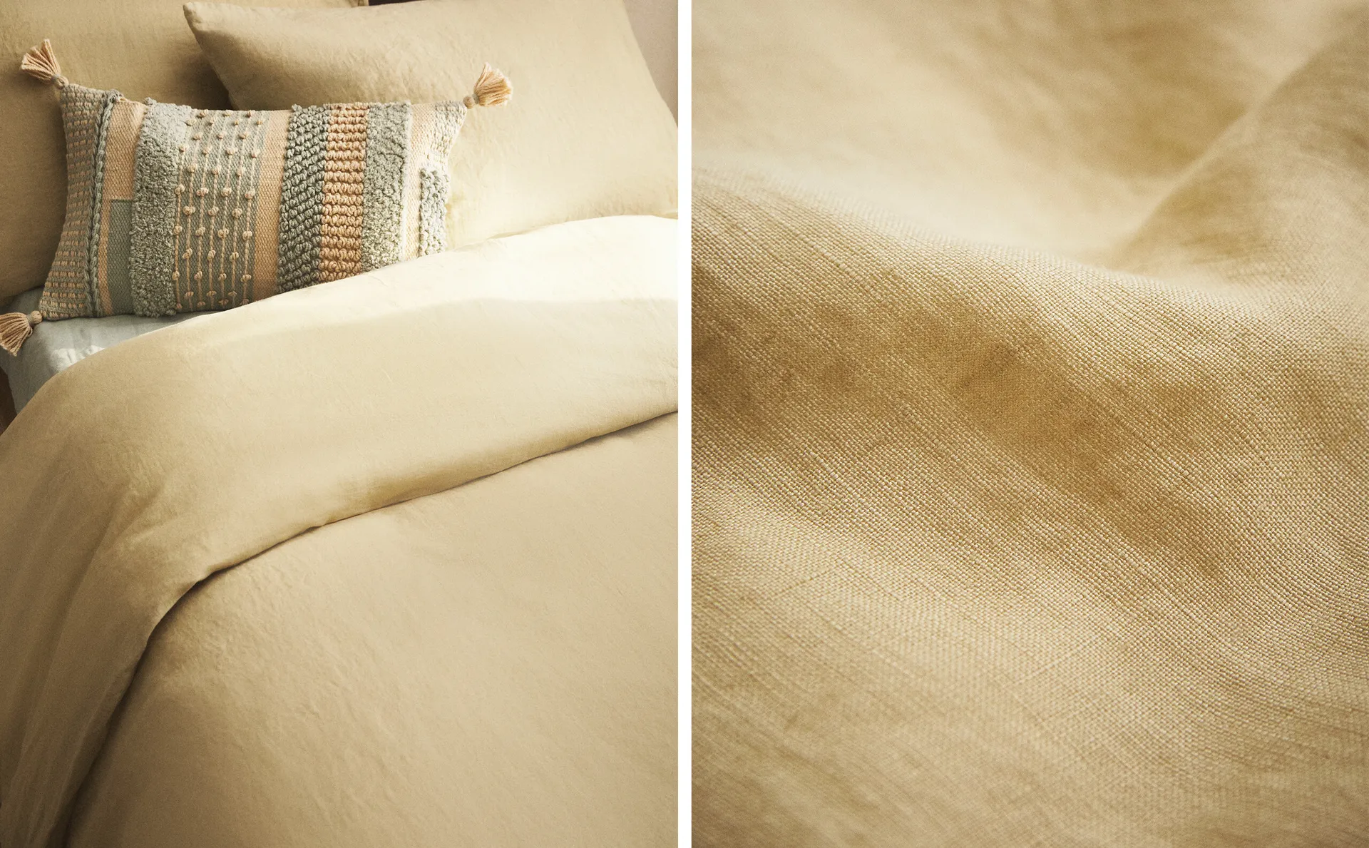 

Льняное пододеяльник Zara Home, цвет Tan