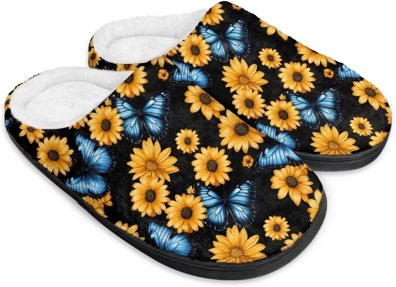 

Зимние домашние тапочки Pzuqiu для женщин и мужчин, легкие, без шнурков, мягкие, размеры 34-50, Sunflower Butterfly