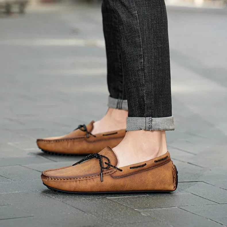 Лоферы, замшевые, Men's Suede Leather Bow-Tie Slip-On Loafers, светло-коричневый Cibenf — фото 3