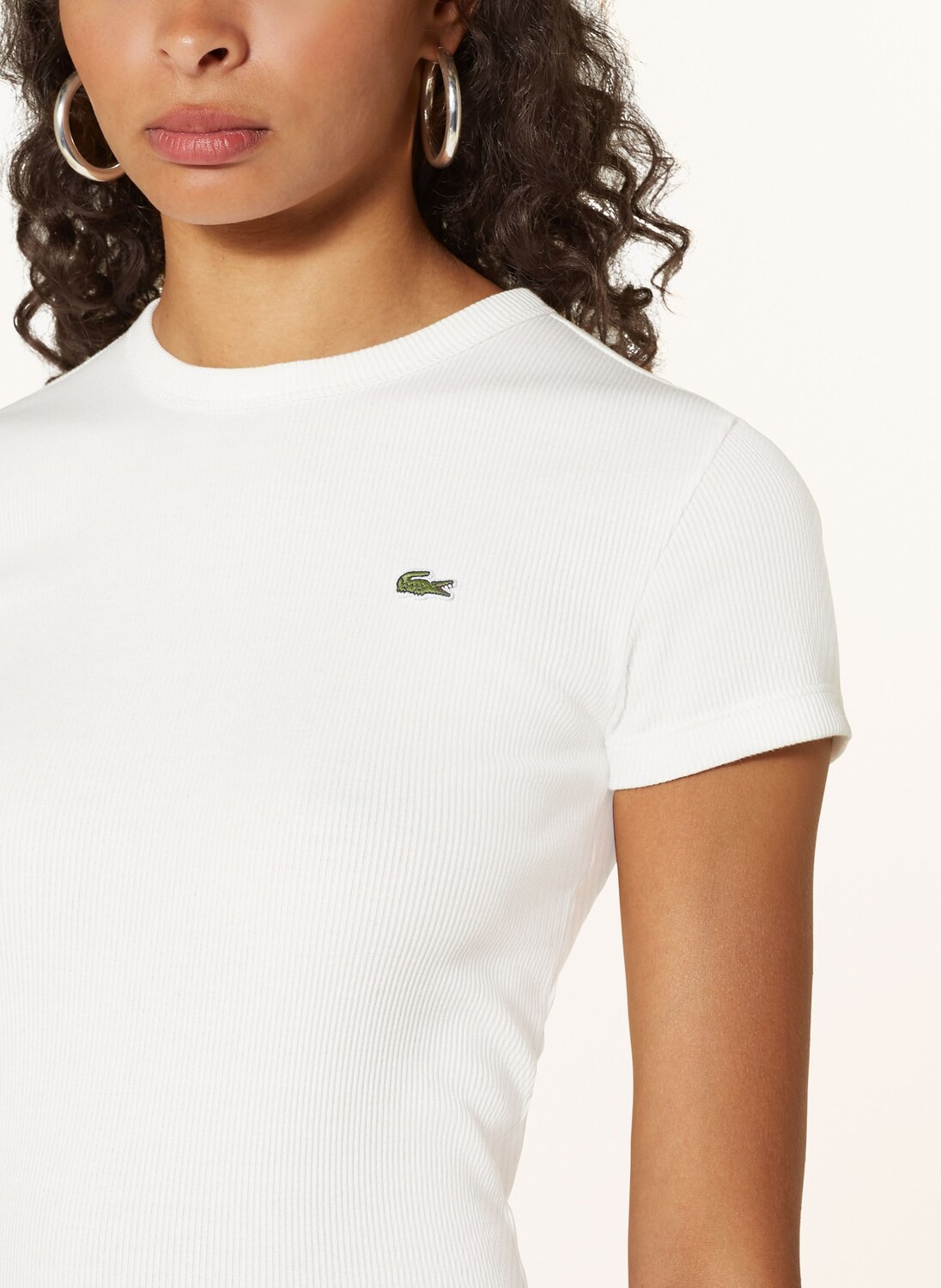 Футболка Lacoste Классическая, приталенный крой, экрю — фото 4