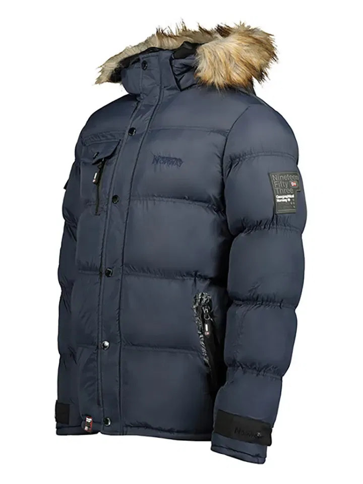 Парка с капюшоном и искусственным мехом Geographical Norway, темно-синий — фото 3