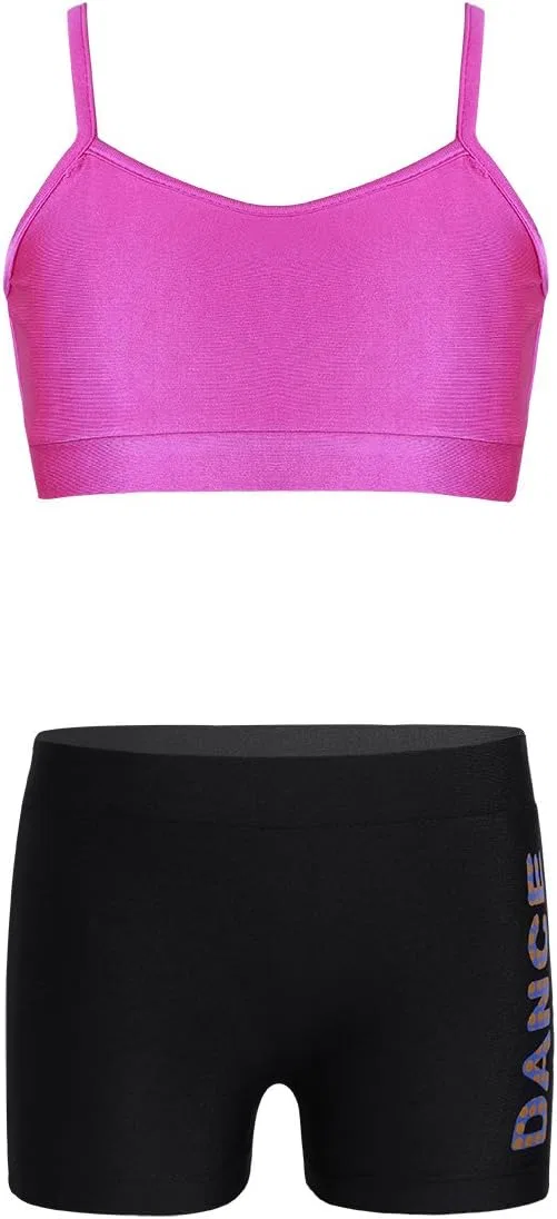 Детский спортивный комплект с топом и шортами easyforever, 2 предмета, Rose&black