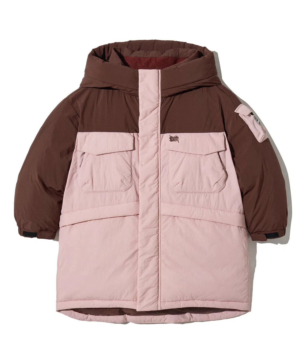 Детский блочный пуховик розового цвета от Brownbreath Kids — фото 2