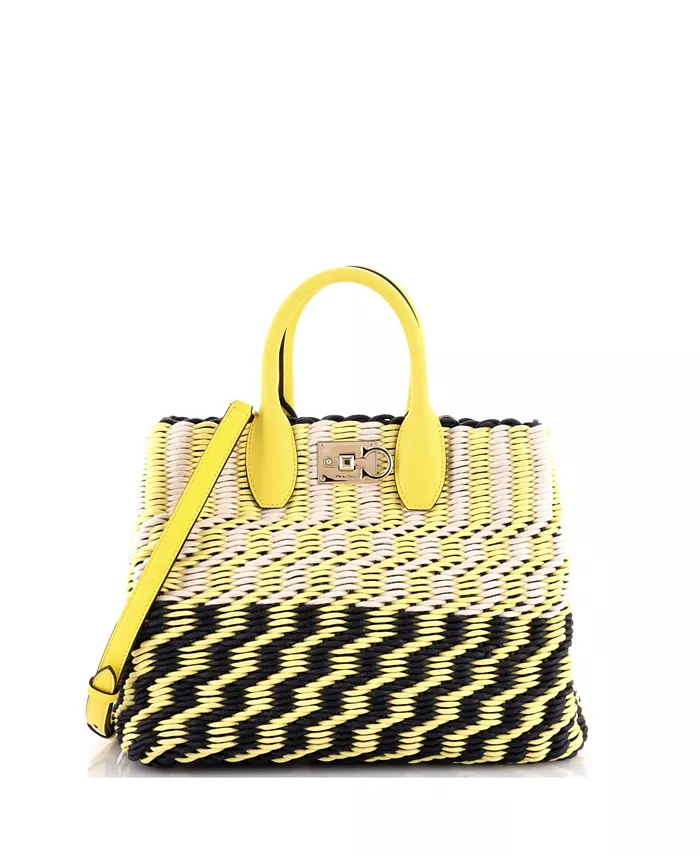 

Маленькая сумка-портфель из плетеного шнура Pre-Owned Salvatore Ferragamo, желтый