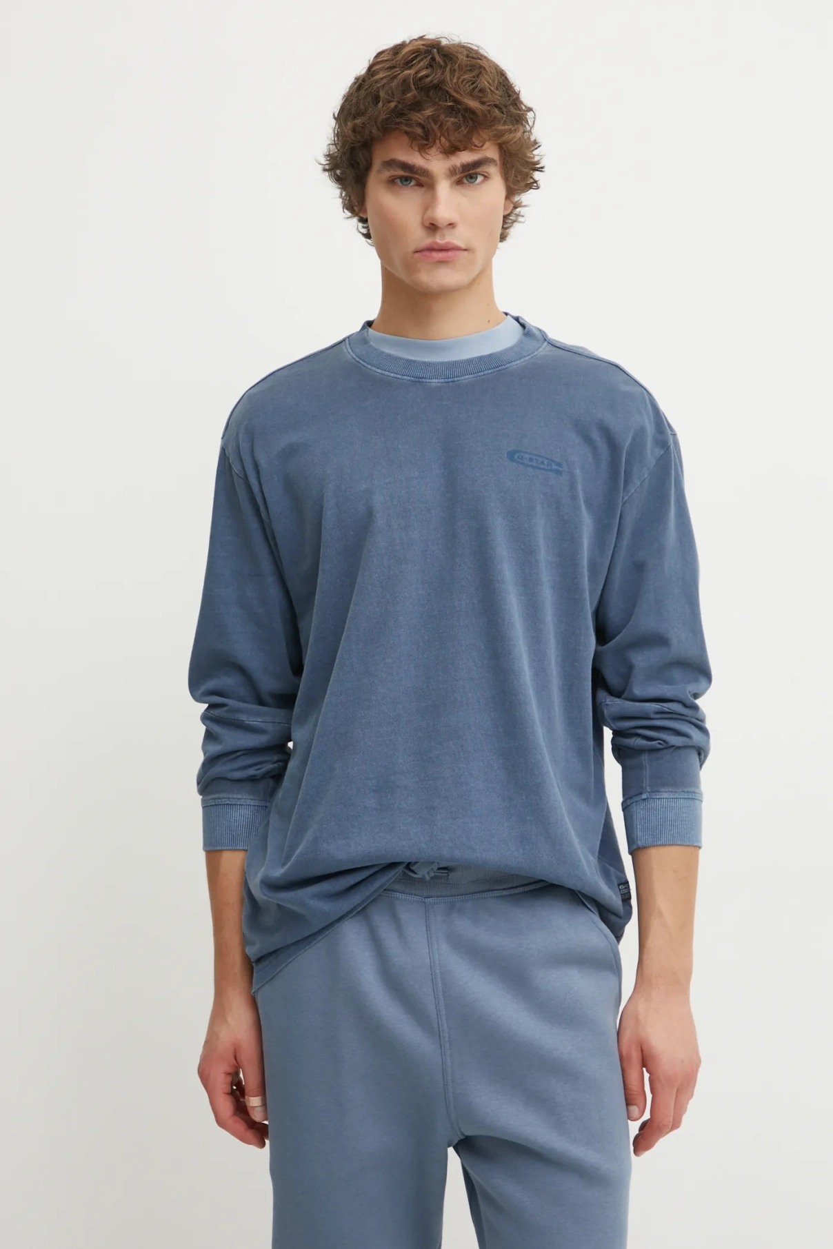 

Хлопковый топ с длинными рукавами G-Star Raw, синий