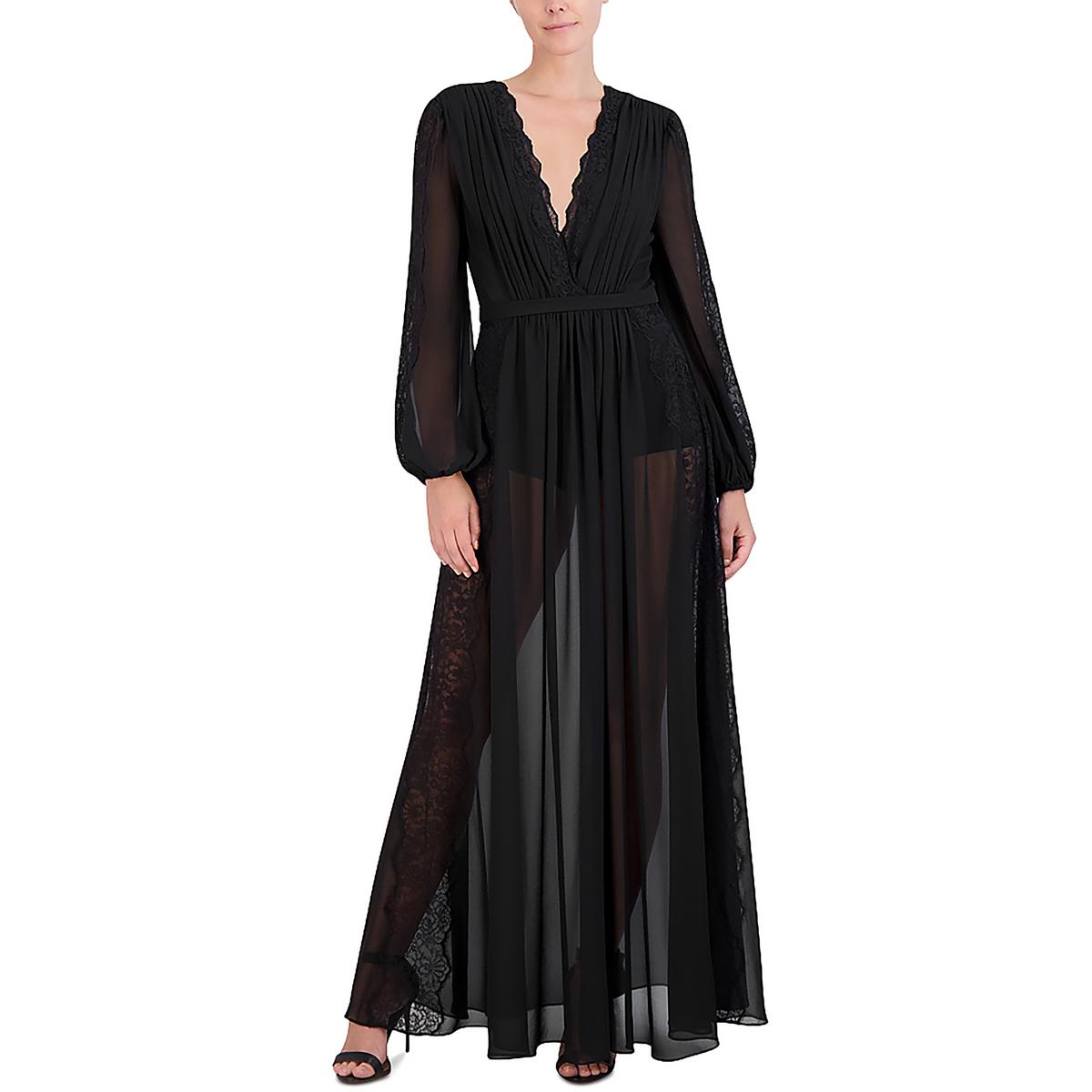 

Женское полупрозрачное платье макси полной длины BCBGMAXAZRIA, черный