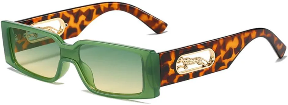 

Миниатюрные солнцезащитные очки с леопардовым принтом для мужчин и женщин, роскошные маленькие солнцезащитные очки в стиле панк с пантерой TYUVIVO, Green