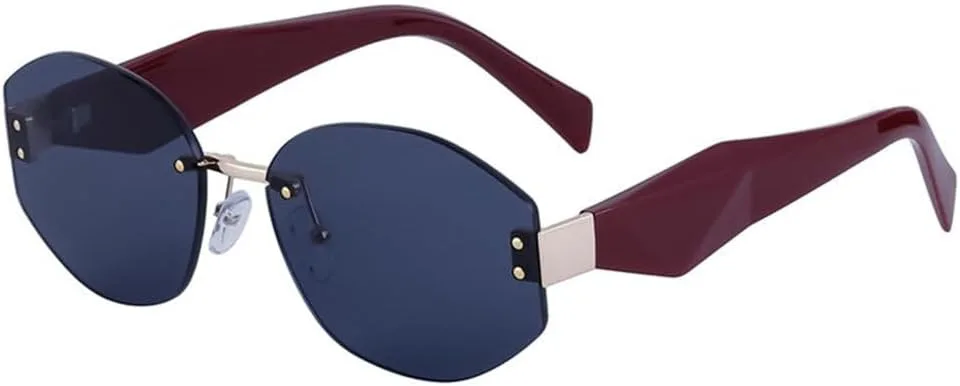 

Винтажные солнцезащитные очки без оправы для женщин, роскошные ретро-панк солнцезащитные очки для женщин, защита от УФ-излучения UV400 TYUVIVO, C10redgray