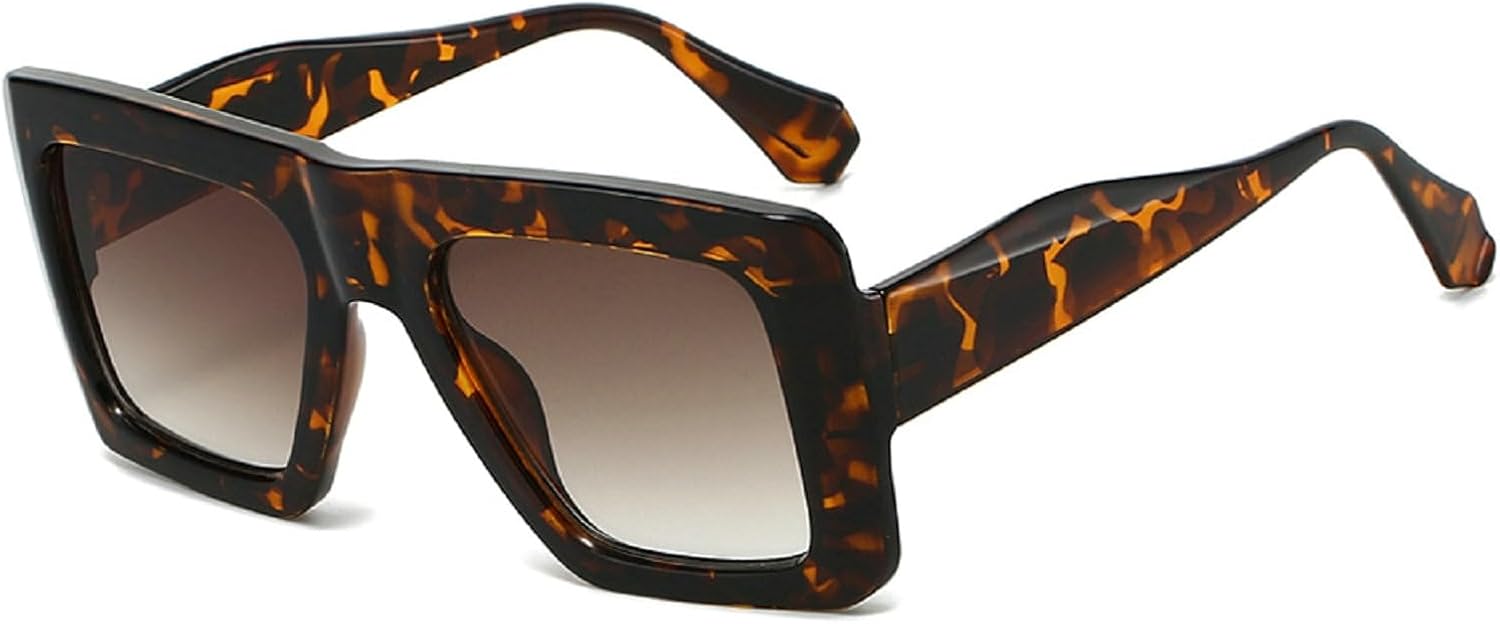 

Крупные квадратные солнцезащитные очки для женщин и мужчин в стиле ретро 70-х годов, очки-пилот, модные солнцезащитные очки с защитой от УФ-излучения mincl, Leopard Brown